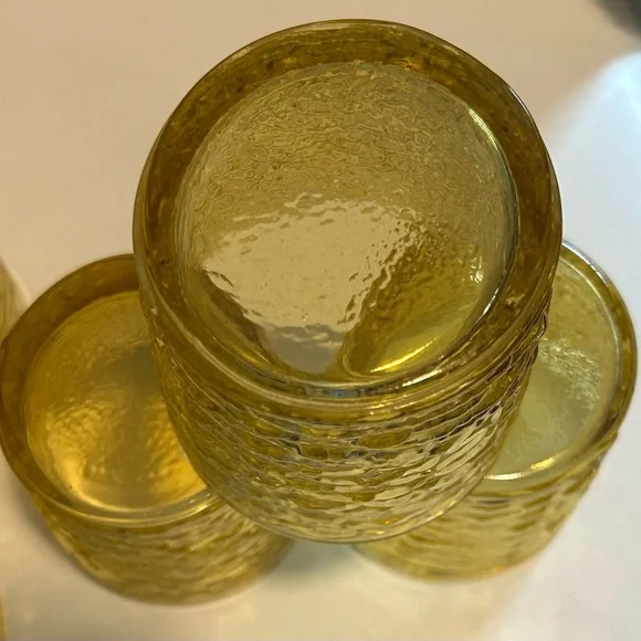 Vintage Anchor Hocking Gold Highball Tumbler 4 Piece Set With 3 Juice Glasses - Picture 8 of 10